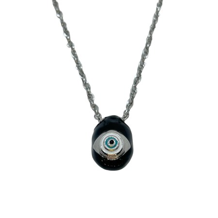 necklace steel silver egg black
